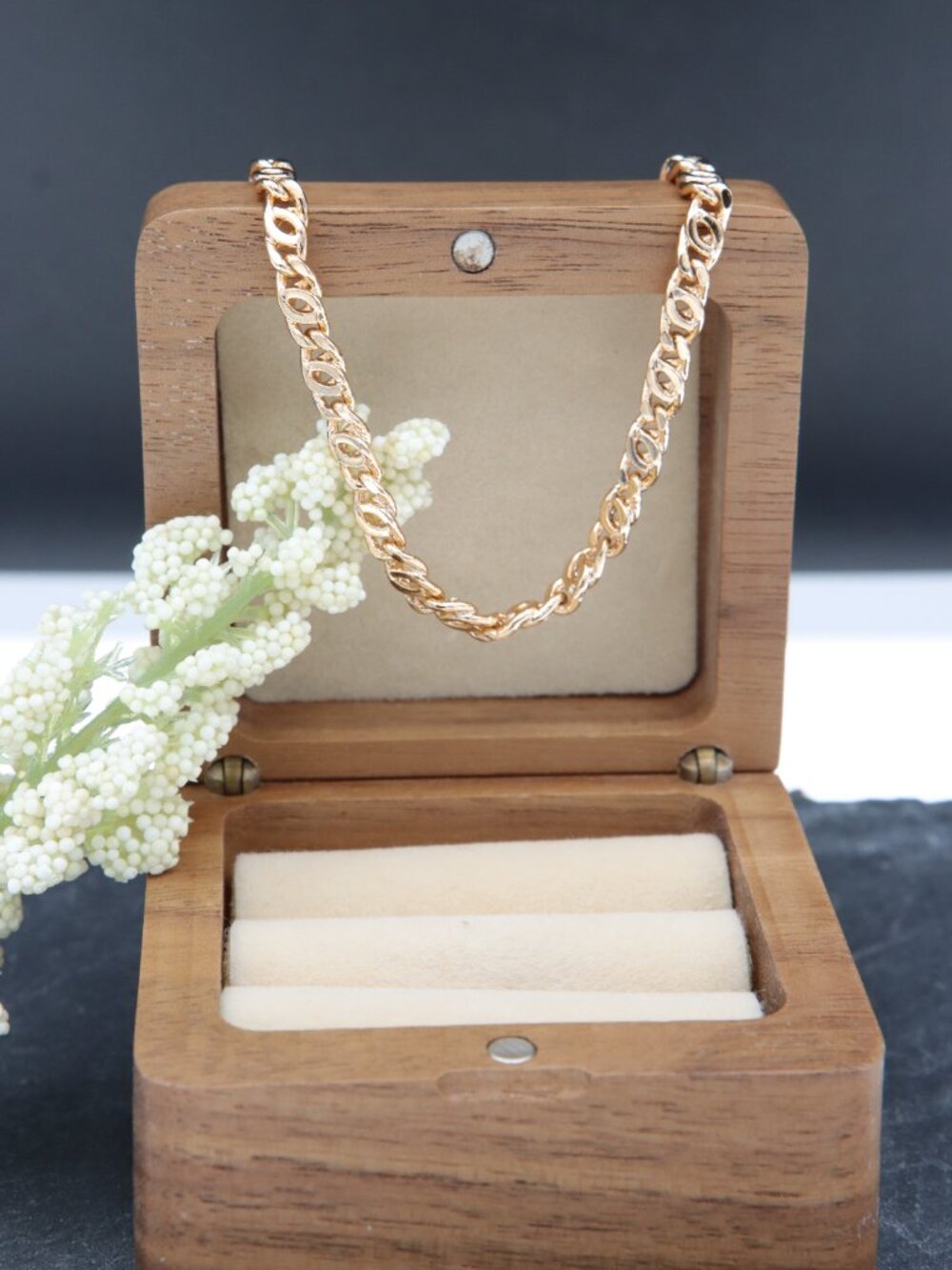 Rose Gold Figaro Chain Necklace – 19.7"" Gold Plated Unisex Jewelry, XPNL0001 - Picture 10 of 11